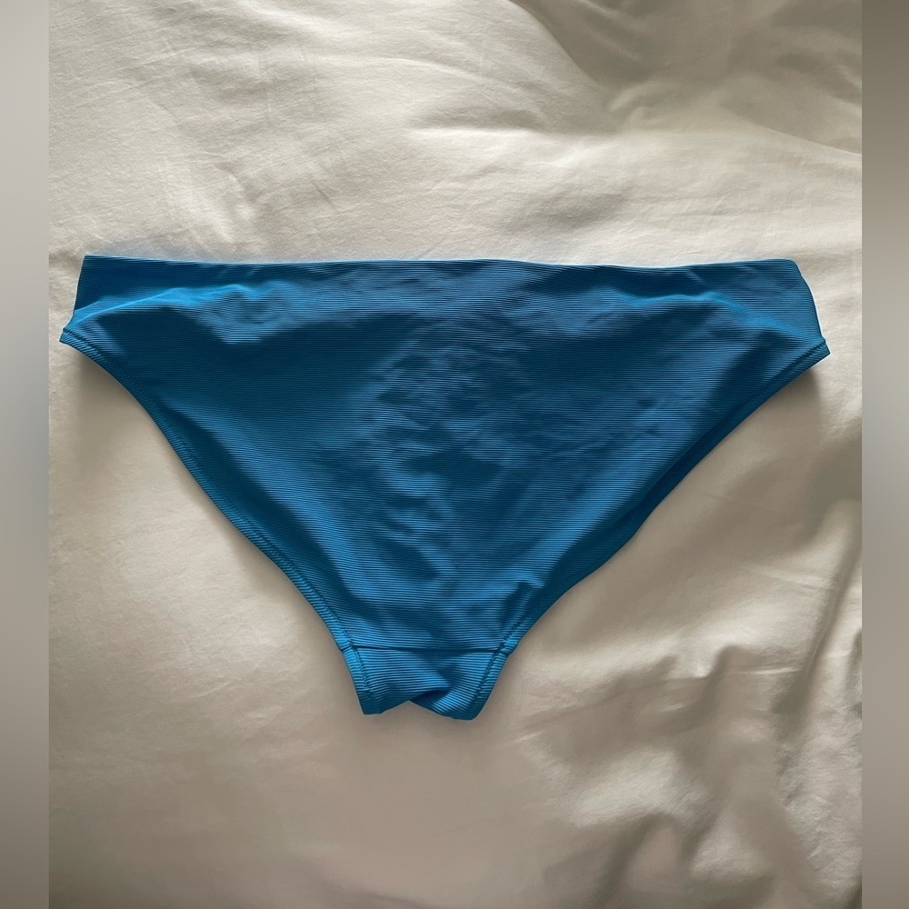 Athleta Blue Ribbed Mid Rise Bikini Bottom Size XL - Picture 4 of 6